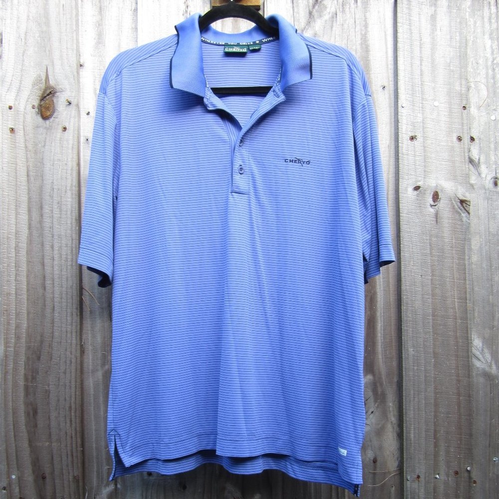Men's XL Blue/ Black Pin Stripe Chervo Sports Polo